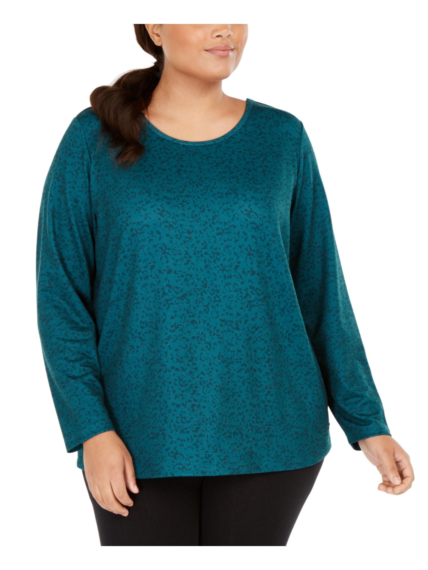 Ideology Womens Plus Training Fitness Pullover Top Green 1X