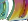 thumbnail image 5 of 14", 12", 10"H Multi Colored Ceramic Elephant Sculpture with Rainbow Shimmer Finish, by DecMode (3 Count), 5 of 12