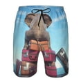 thumbnail image 4 of Kll Elephant Sits On A Stack Of Luggages Ocean Men'S Casual Summer Beach Shorts Hawaiian Shorts With Pockets-Small, 4 of 9