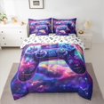 thumbnail image 2 of Manfei Game Console 7 Pieces Bedding Comforter Set,Colorful Galaxy Starry Sky Full Bedding Set,Purple Pink Ombre Fitted Sheet Flat Sheet For Kids,Super Cozy Room Decor Reversible, 2 of 8