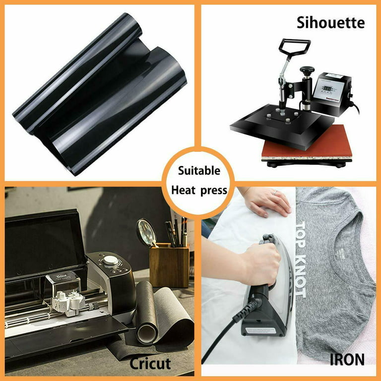 Black HTV Heat Transfer Vinyl 12 x 5FT Iron on Heat Press Black Vinyl Roll  for Cricut & Heat Press Machine,Perfect for T Shirts & Other Fabric