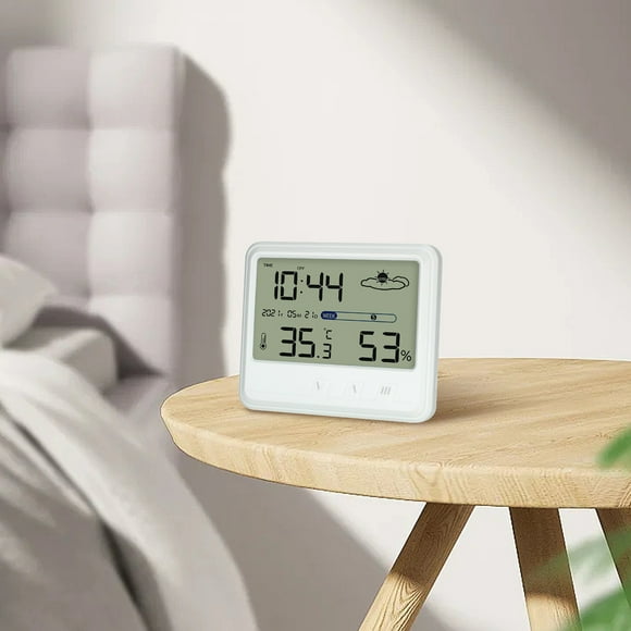 Fall Savings Dianli Multi-function Digital LCD Large Screen Weather Clock Indoor Temperature and Humidity Meter with Alarm Clock Weekly Calendar Weather forecasts Deals Centre