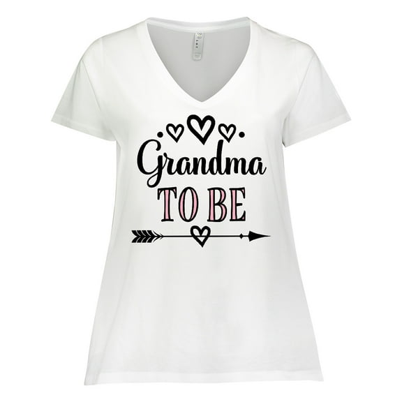Inktastic 1st Time Grandma Announcement Women's Plus Size V-Neck T-Shirt