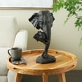 thumbnail image 2 of 10" x 17" Black Polystone Mom and Baby Elephant Sculpture, by DecMode, 2 of 9