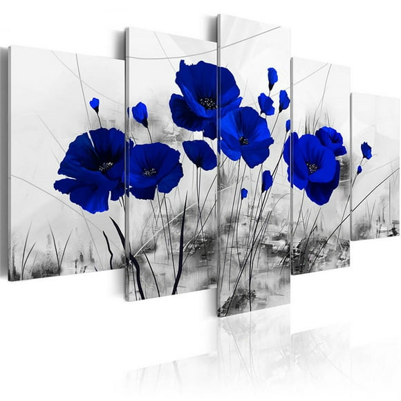 Painting - Poppies - Blue 100x50