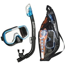 TUSA Sport Youth Mini-Kleio Mask and Dry Snorkel Combo, Black/Fishtail Blue