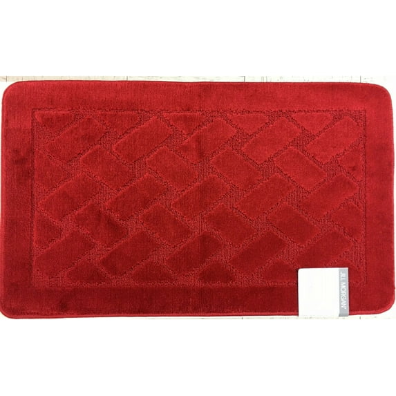 Basketweave by Jill Morgan Bathroom Rug, 23.6" x 39.3", Red