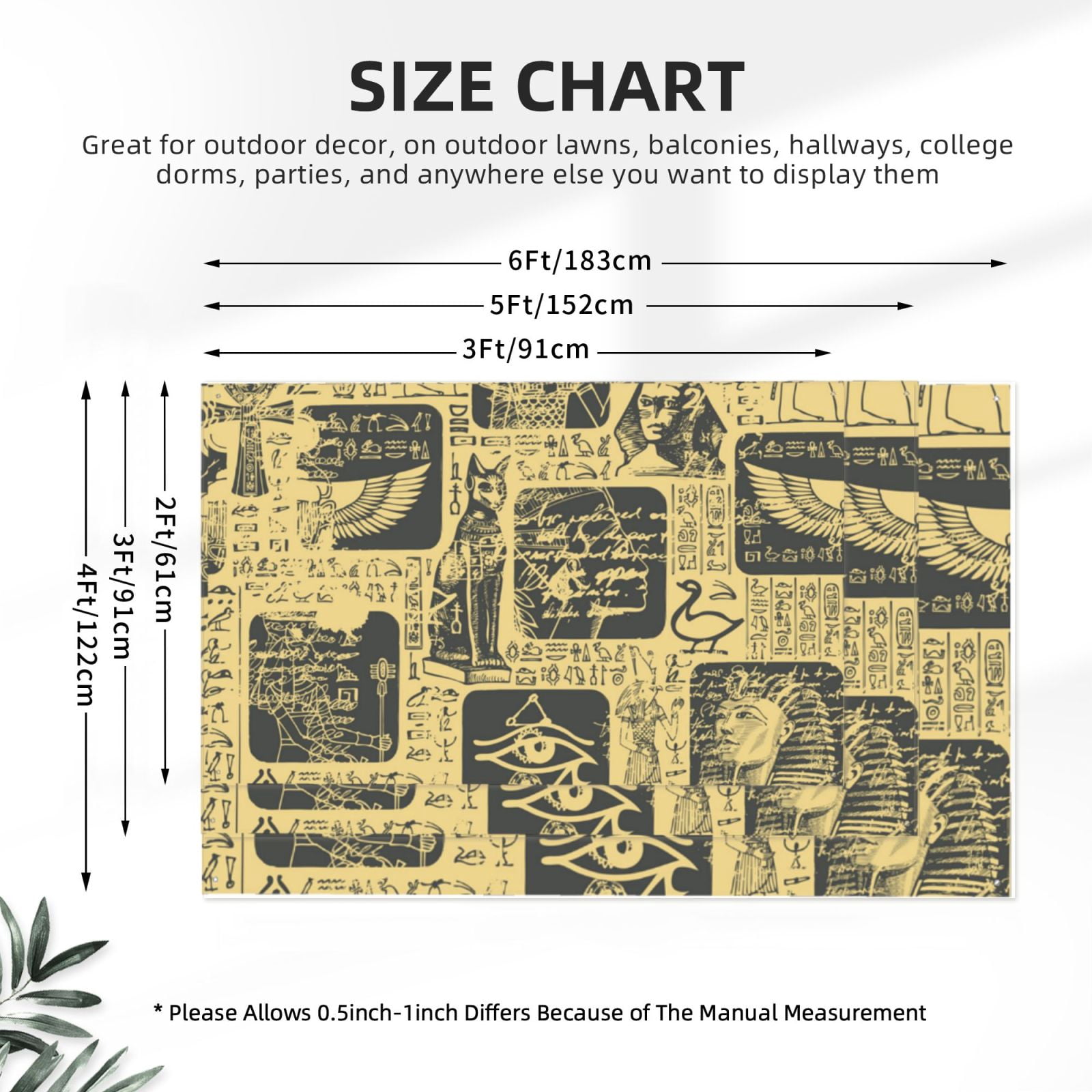 Ancient Egypt Four Hole Decorated Banner Flag for Garden Yard Home Decoration Indoor Outdoor 4x6 Ft