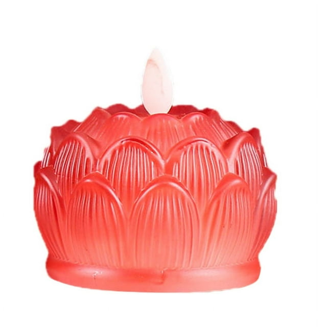 Lámpara LED de loto colorida, lámpara de Buda doméstica estable y segura con ahorro de energía para templos, salas budistas, color rojo