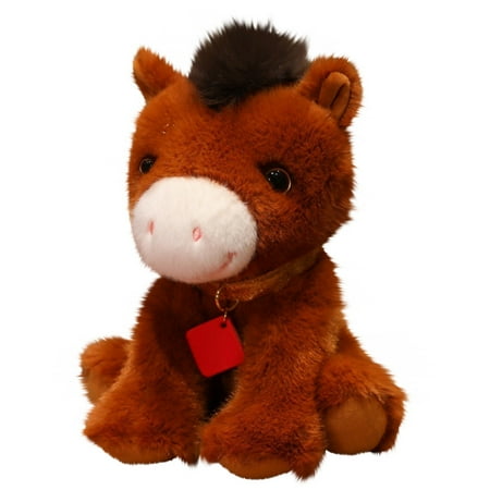 Horse Plush Stuffed Animal Toy - Horse Plush Ornament Mascot 2026 Chinese Year of Horse Present for Home Office Store Restaurant Tabletop Decors Zodiac New Year Blessing Souvenir