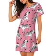 thumbnail image 2 of Kuqiui Cute Cartoon Zebra Pattern Women's Short-sleeved Nightgown,Casual Sleep A-line Sleepwear Comfy Sleepshirt,Cute Breathable Nightdress Ruffle - 3X-Large, 2 of 7