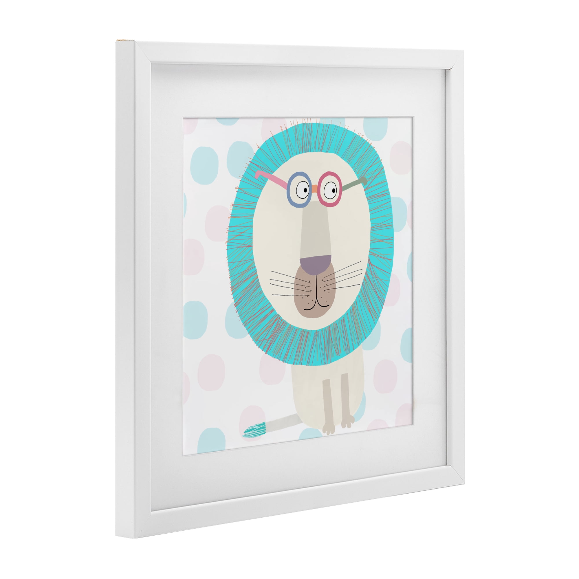 Stupell Industries Electric Blue Lion White Framed Print Under Glass, design by Carla Daly