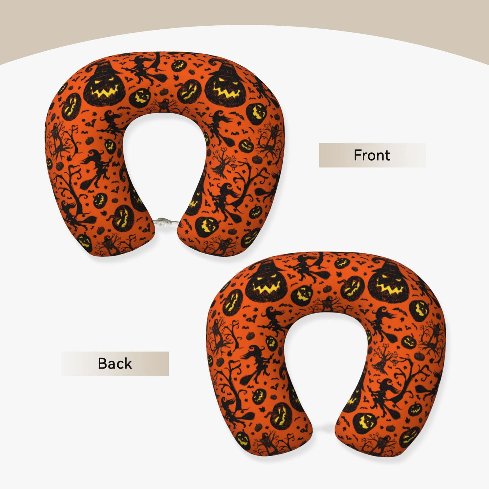 Xecao Halloween3 Print Memory Foam Cervical Neck Pillow Versatile U-Shaped Pillows for Home,Office,Camping,Travelling,Soft Washable Cover
