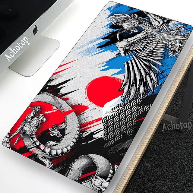 Alfombrilla de ratón grande para Gamer, alfombrilla de ratón con estampado HD de dragón, alfombrilla de escritorio para juegos XXL, alfombrilla de goma con borde bloqueado, Alfombra de mesa de 100x50c LIUWENJING unisex