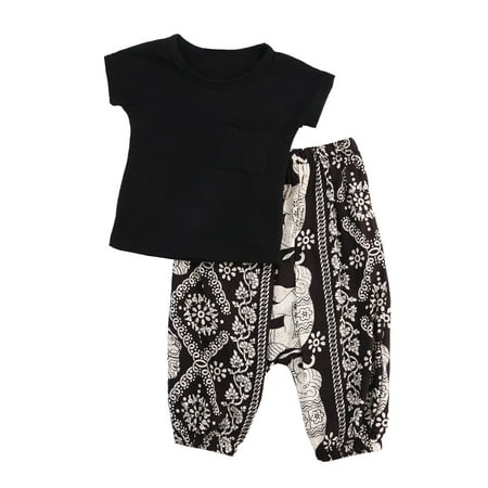 

Fullvigor Baby Girls Short Sleeve T-shirt Tops and Harem Pants Two Piece Outfits Set