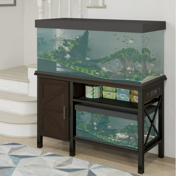 Uforic 55-75 Gallon Large Aquarium Stand,Heavy Duty Metal Fish Tank Stand with Cabinet Accessories Storage,Ideal for Fish Tanks, Turtle Tanks, Brown
