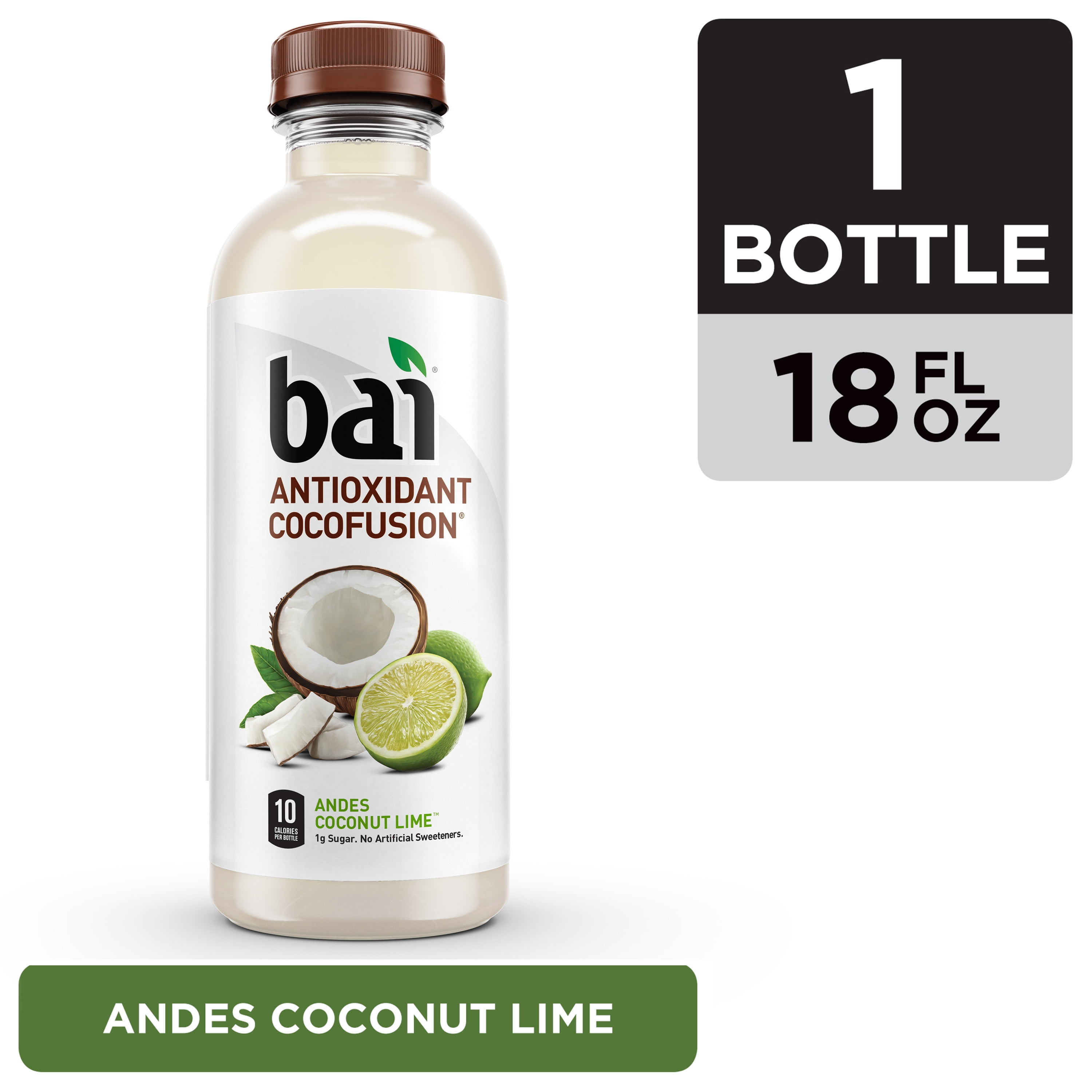 Bai Coconut Water, Andes Coconut Lime, Antioxidant Infused Drinks, 18 Fl Oz Bottle