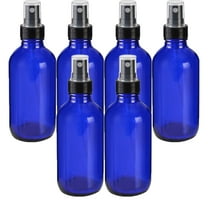 Global Cobalt Blue 4oz Black Mist Sprayer Bottle (120ml) Pack of 6 - Glass Tincture Bottles with Black Mist Sprayers for Essential Oils & More Liquids - Leakproof Travel Bottles