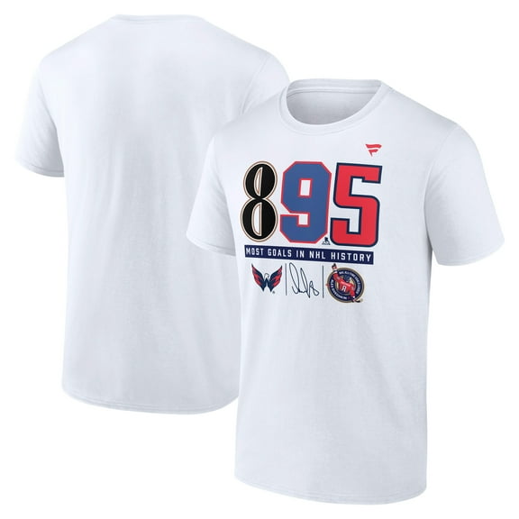 Men's Fanatics Alexander Ovechkin White Washington Capitals NHL All-Time Leading Goal Scorer The History of 895 T-Shirt