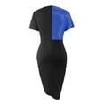 thumbnail image 5 of Bigersell Off the Shoulder Dresses for Women Short Sleeve Women Casual Bodycons V-Neck Patchwork Short Leeve Mini Dress Work Dresses for Female Regular Midi Dresses, Style 19607, Blue L, 5 of 8