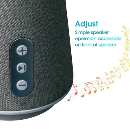 OttLite - Entertain LED Bluetooth Speaker Lamp w/ 3 Brightness Settings, 3 Light Temperatures Settings, Removeable Emergency Light - Gray and White