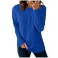 thumbnail image 2 of DPTALR George Women's Lightweight Long Sleeve Crewneck Knit Tops，2025 Fall Fashion,Dark Blue,Size S, 2 of 8