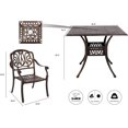 thumbnail image 6 of Haverchair 3 Piece Bistro Set Outdoor Cast Aluminum Patio Dining Set Table and Chairs Outside Bistro Furniture 2 Chairs and 1 Square Table for Lawn Garden, 6 of 7