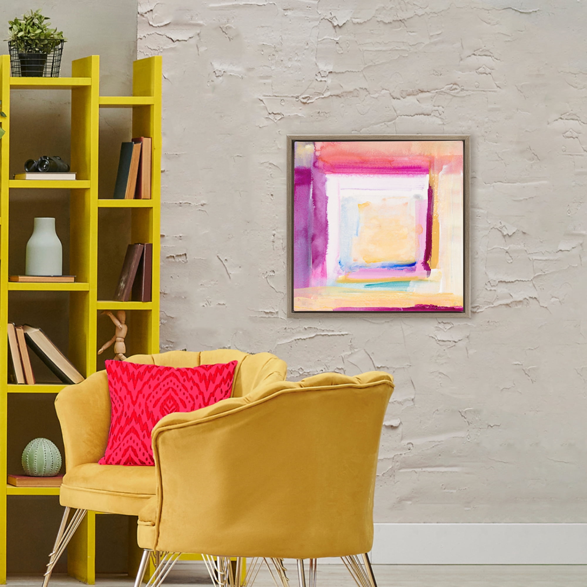 Stupell Industries Vibrant Layers New Day Brown Framed Floater Canvas Wall Art, design by Lanie Loreth
