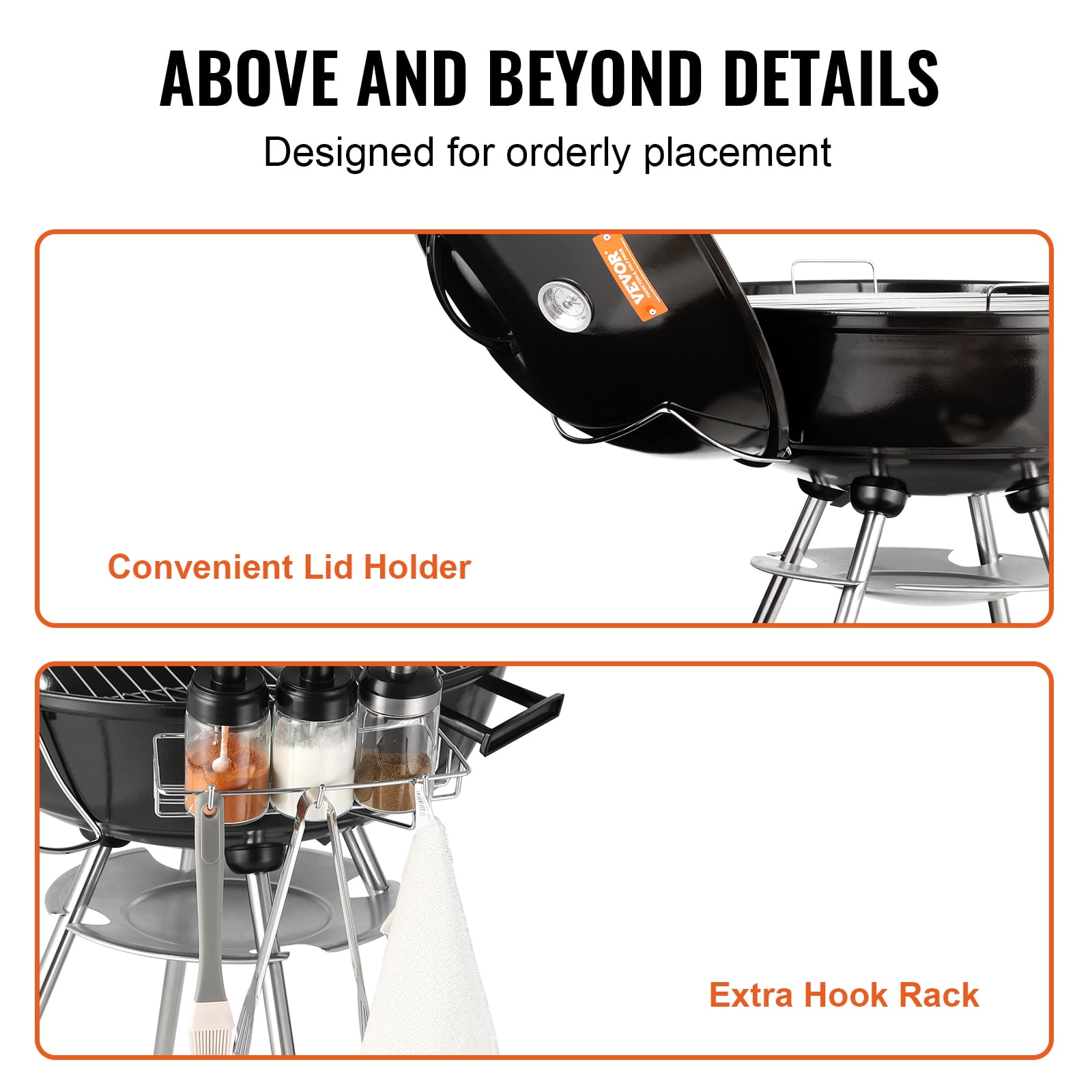BENTISM 22 inch Kettle Charcoal Grill BBQ Portable Grill Outdoor Barbecue Cooking