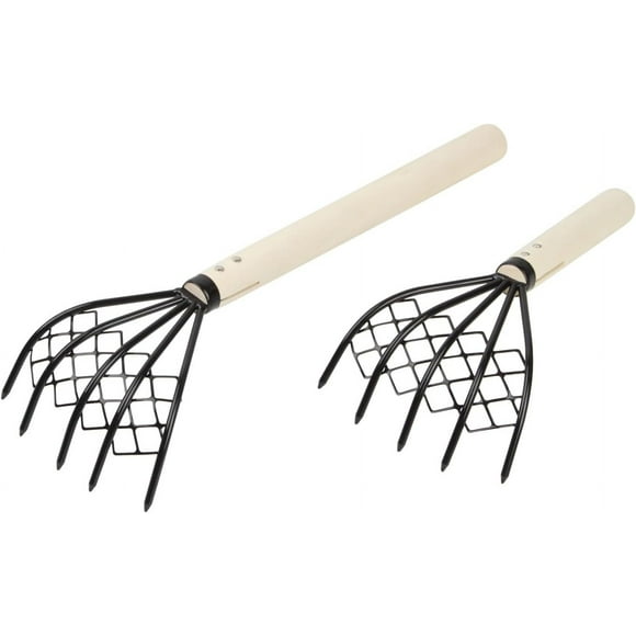 2 Pcs Claw Rake, Clam Rake with Net, Clam Scraper Tool for Beach Clamming Claws, Clam Scraper, Oyster Shell Digging Tool for Beach Gardening, Hand Rake Seafood Shell Digger Tool
