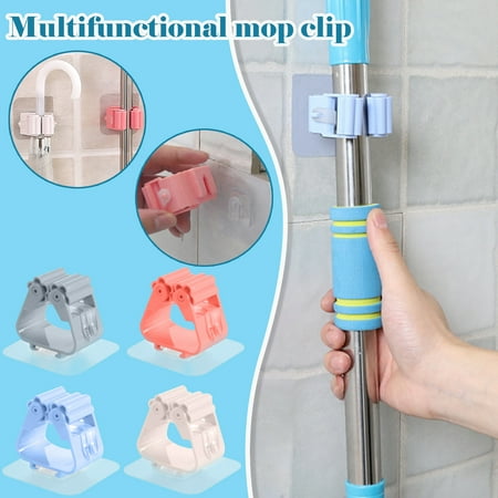 

Household Storage SAWVNM Wall Mounted Mop Organizer Holder Brush Mop Hanger Storage Rack Kitchen Tool on Clearance