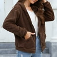 thumbnail image 5 of Lovskoo Winter Coats for Women Fuzzy Fleece Full Zip Long Sleeve Solid Color Plush Hooded Casual Jacket Brown, 5 of 6