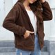 thumbnail image 5 of Chaquetas y abrigos casuales de manga larga con capucha para mujer, con capucha, de un solo pecho, de manga larga, de color liso, de felpa de doble cara, chaqueta casual de manga larga con capucha, su, 5 of 5
