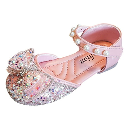 

NIEWTR Baby Girls Mary Jane Pu Bowknot Princess Christening Baptism Crib Shoes(Pink 28)