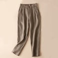 thumbnail image 2 of Patlollav Womens Cotton Linen Pants Loose Comfy Cropped Work Pants with Pockets Elastic High Waist Harlan Pants, 2 of 6