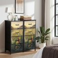 thumbnail image 6 of Boho Dresser for Bedroom with 4 Storage Drawers Serene Butterfly Scene Vibrant Wildflowers Golden Hour Glow Dressers Chest of Drawers Steel Framed Fabric Closet Organizers for Entryway, 6 of 7