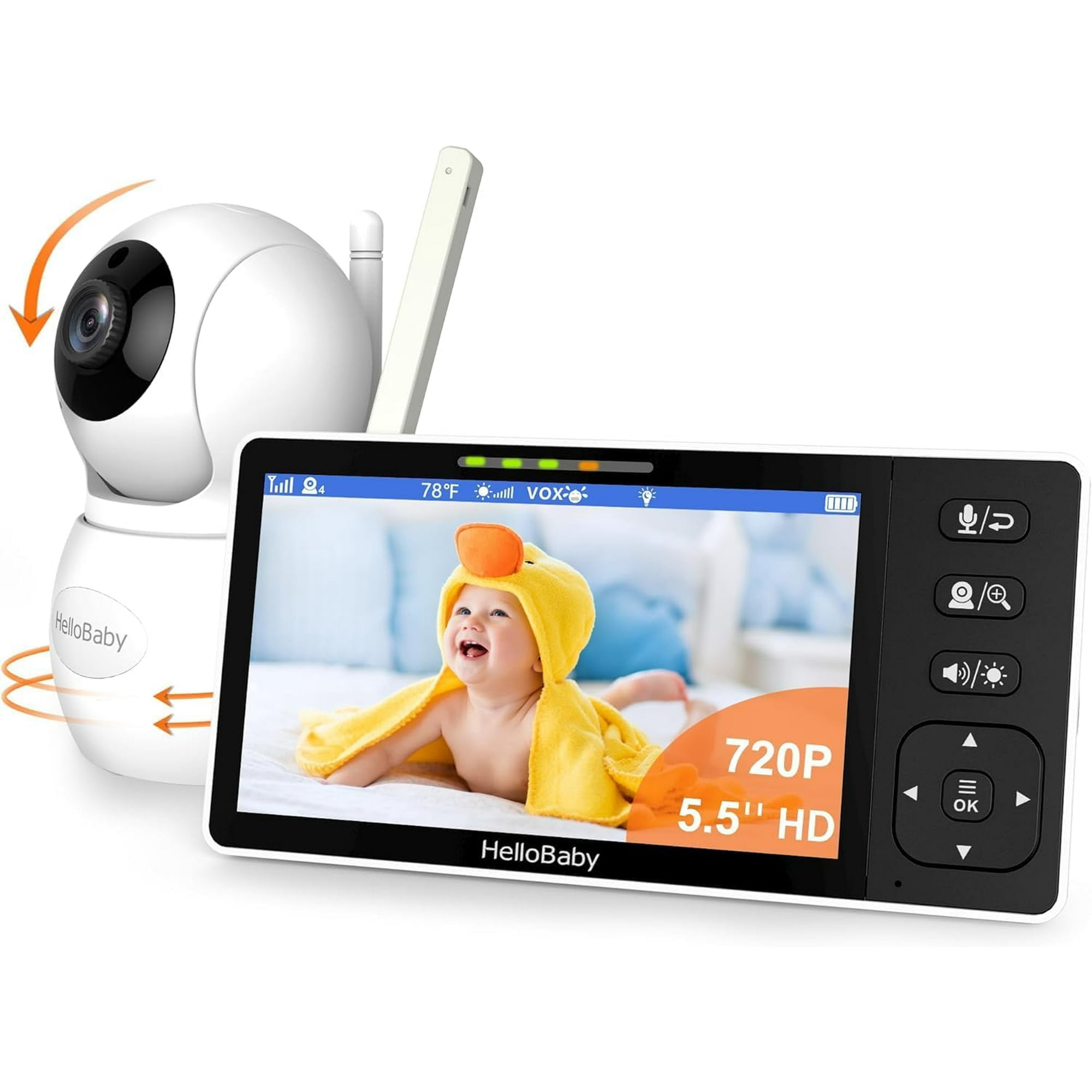 HelloBaby Baby Monitor No WiFi 5.5'' Screen & 720P Baby