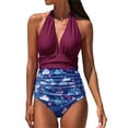 thumbnail image 2 of Liacowi Women One-Piece Swimsuit Floral Print Deep V-Neck Swimwear Summer Backless Bathing Suit Beachwear, 2 of 6