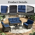 thumbnail image 3 of Joyside 5 PCS Wicker Patio Furniture Set, Rattan Patio Chairs with Sofa and Ottomans, Deep Seating, High Back, Thick Cushions, Outdoor Furniture Set for Deck Porch, DarkBlue, 3 of 7
