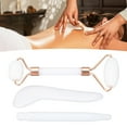 thumbnail image 1 of Rouleau de Jadestone, Améliore la Circulation Outil Facial Gua Sha 3 Pcs Rouleau Double Extrémité avec Outil de Raclage en Forme de L pour Usage Domestique Vert, Blanc, 1 of 7