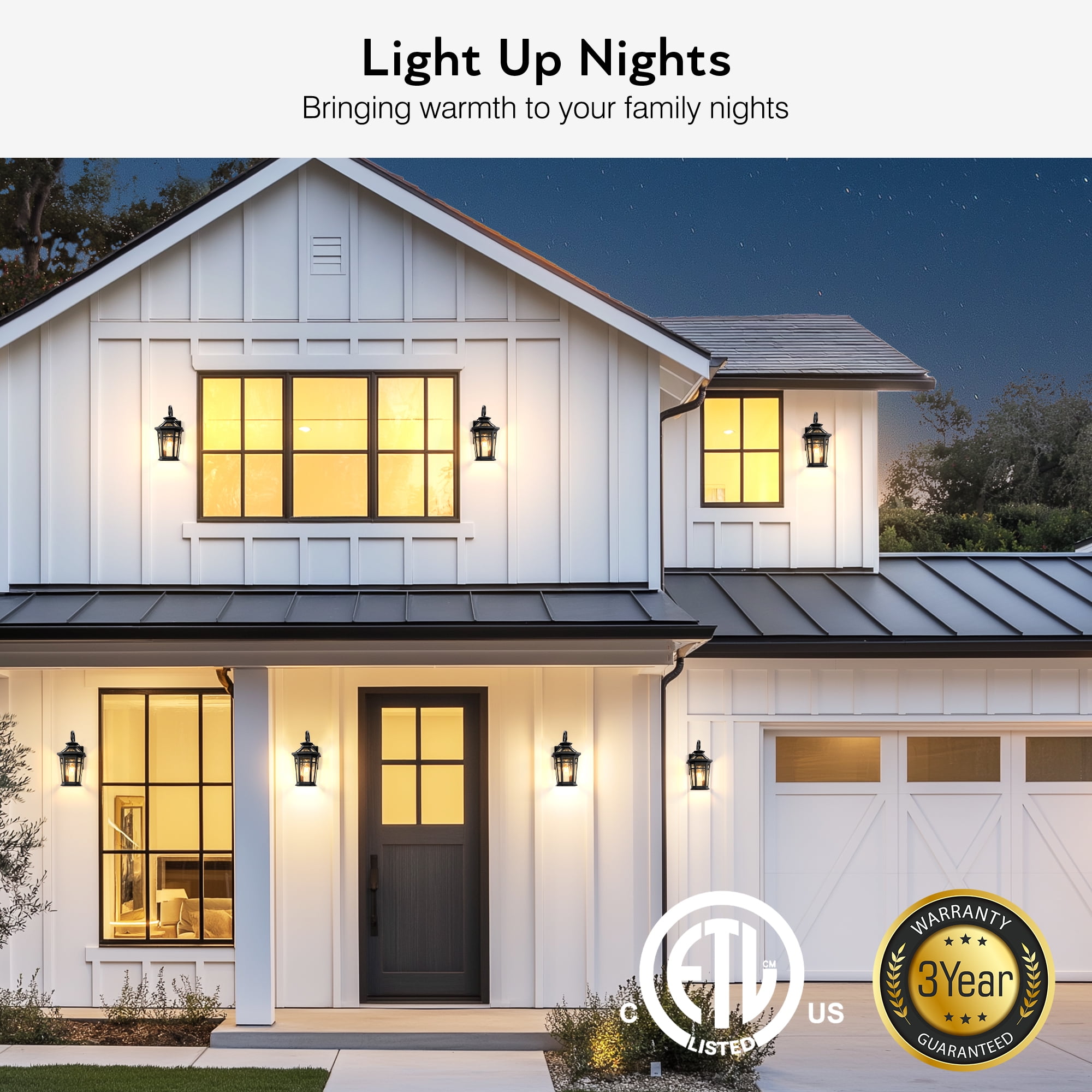 Outdoor Light Fixtures Wall Mount, 2-Pack Outdoor Wall Sconce Dusk to Dawn, Exterior Lantern with E26 Base, Matte Black Finish Coach Lights for Garage, Waterproof Outside Lights for House