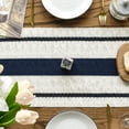 thumbnail image 4 of Sm:)e Dark Blue Farmhouse Woven Rustic Hollow Table Runner, Boho Table Runner, Dining Kitchen Home Decor, 12x108 Inch, 4 of 6