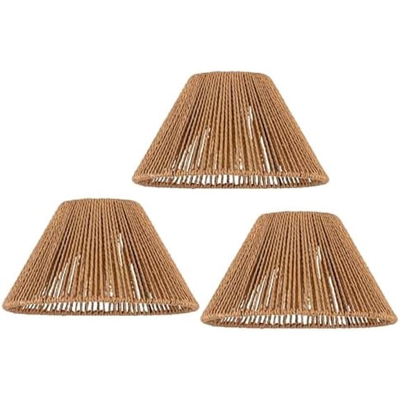 3x Boho Rattan Pendant Lamp Replacement Shade Ceiling Fan Light Bulb Covers Light Shades for Hanging Light Fixtures Shades Only Farmhouse Wicker Woven Lampshade, Ø9.85" x H5.5"