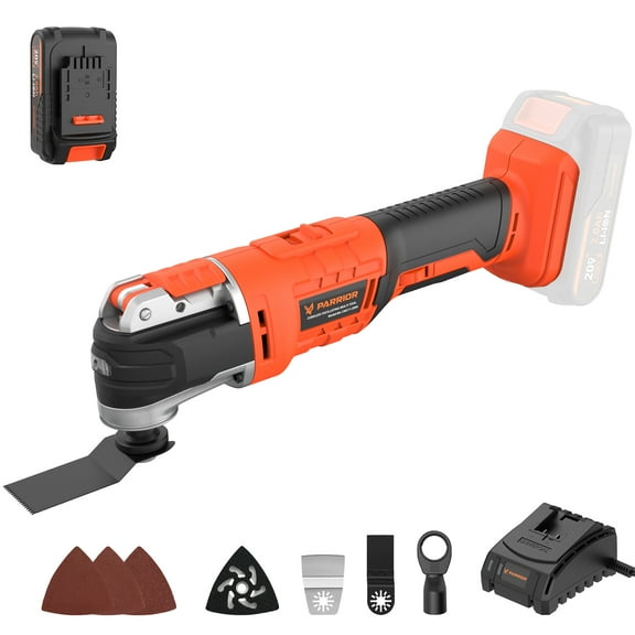 Parrior 20V Cordless Oscillating Multi-Tool, 3.2° Oscillating Angle, 6 Variable Speed, with 2Ah Battery and Charger for Cutting, Sanding Grinding