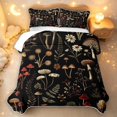 thumbnail image 2 of Homewish Bohemian Botanical Mushroom Twin Quilt Set,Vintage Flowers Twin Coverlet Set,Black,Black Reversible,2pcs, 2 of 7