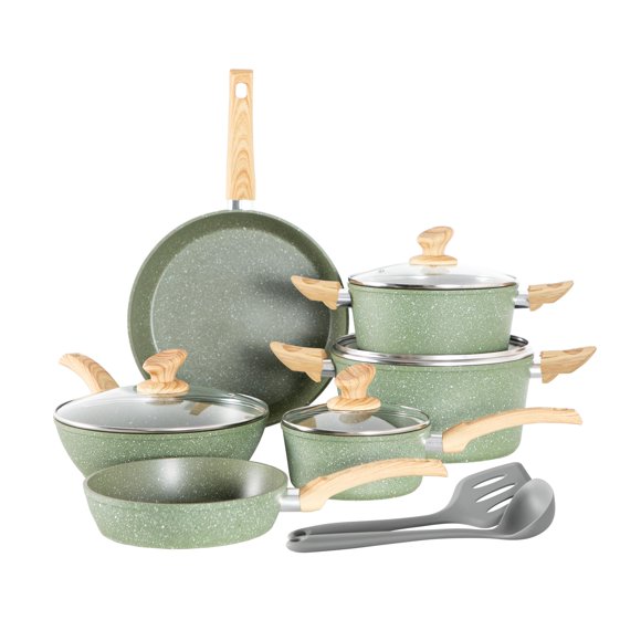 Juego de utensilios de cocina Kitchen Academy Induction, 12 piezas, color verde