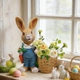 thumbnail image 5 of POLISE Spaces Easter Bunny Planter with Basket 9.8 Inch Resin Figurine in Apron Holding Flowers, Garden or Desktop Decor for Spring, Patio or Indoor Display & Gift, 5 of 6