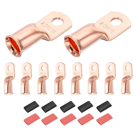 10 Pcs 2/0 AWG - 5/16" Copper Cable Lugs, Battery Cable End with 10pcs Heat Shrink