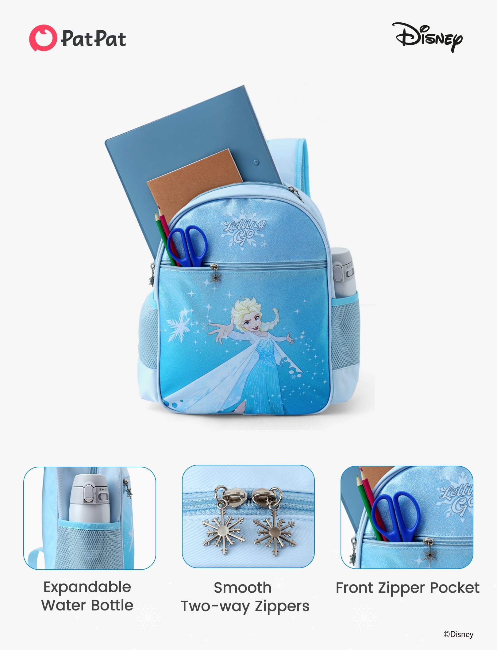 Disney Frozen Elsa Girls Cute Backpack Water Resistant Toddler Backpack Kids Elementary School Bookbag
