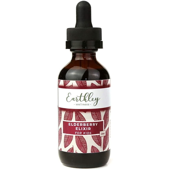 Earthley Elderberry Herbal Extract, Made with 100% Organic Ingredients, Concentrated Formula, Immune Supporting Herbs, Gluten-Free, Soy-Free, Corn-Free, No Added Sugars or Colors (2oz, Kids)